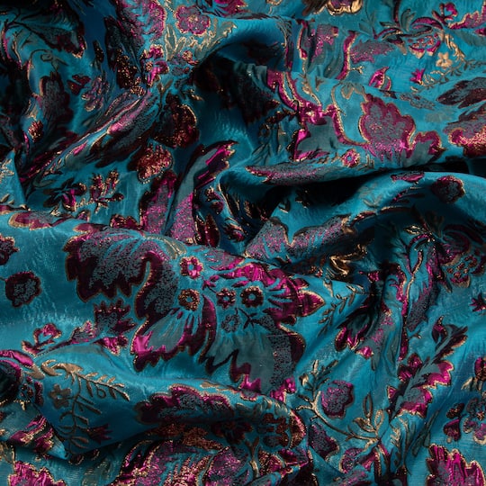 Cosplay by Yaya Han Teal 3D Floral Brocade Fabric